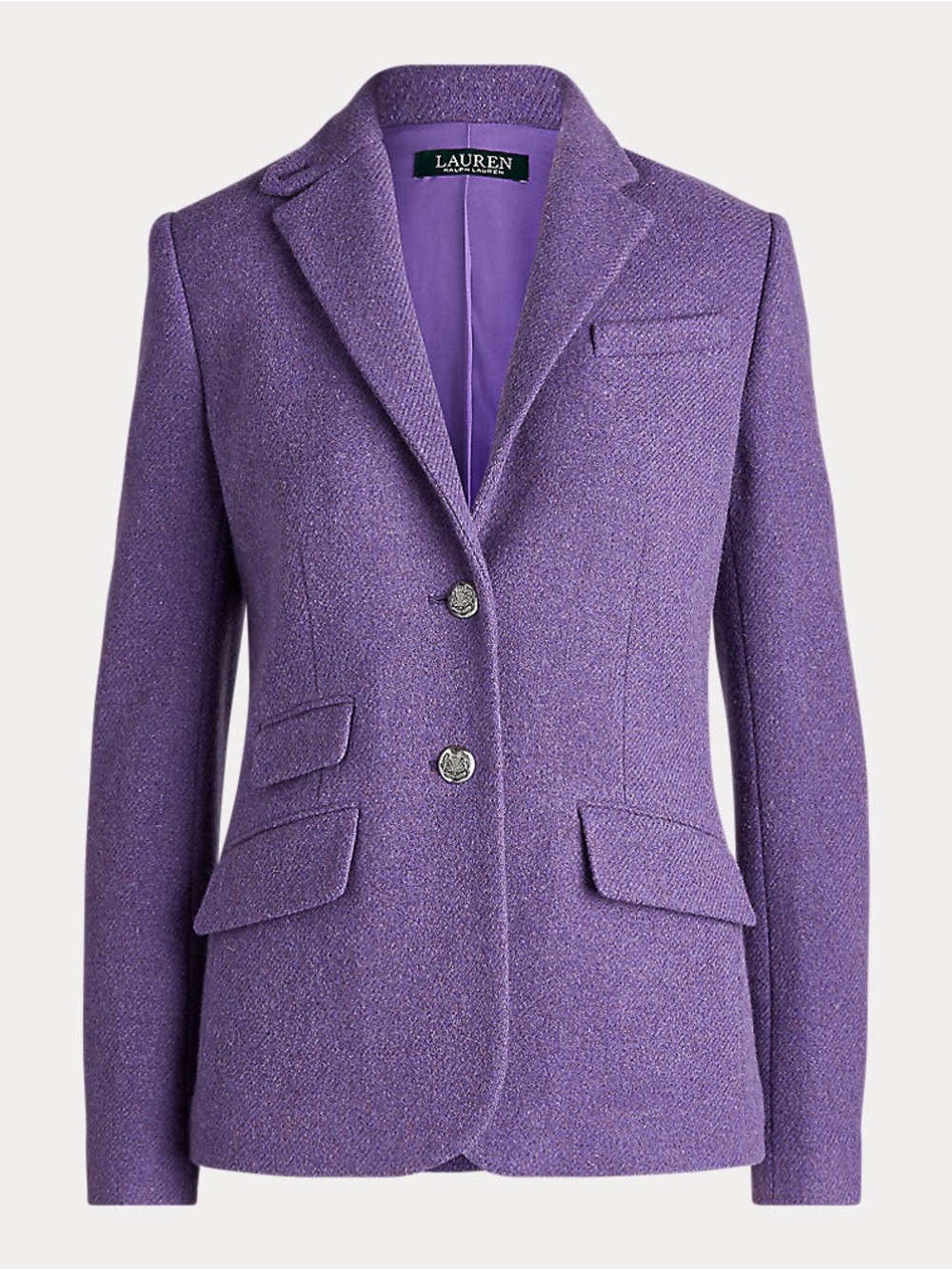 Lauren Ralph Lauren Green Label Purple Wool Blend Blazer Size 6 Italy Fabric